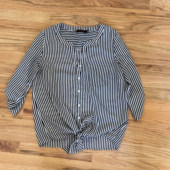 The Limited Tops - The Limited Black and White Striped Top